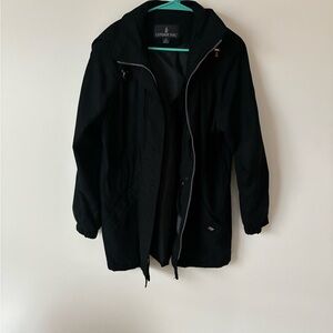 London Fog Black Utility Jacket with Adjustable Waist